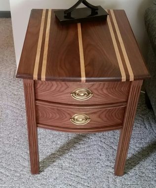 Custom Made Walnut End Table With Curved Front