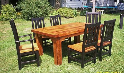 Custom Made Heavy Barn Wood Dining Table And 6 Chairs