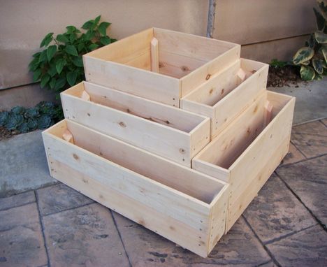 Hand Crafted Wood Planter: "Cascade". 36 X 36 X 20 Inch 