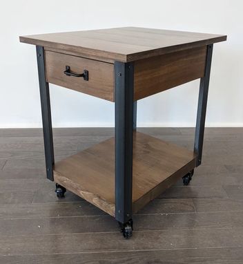 Custom Made Modern Rustic Industrial Reclaimed Wood End Table / Side Table / Nightstand / Night Stand
