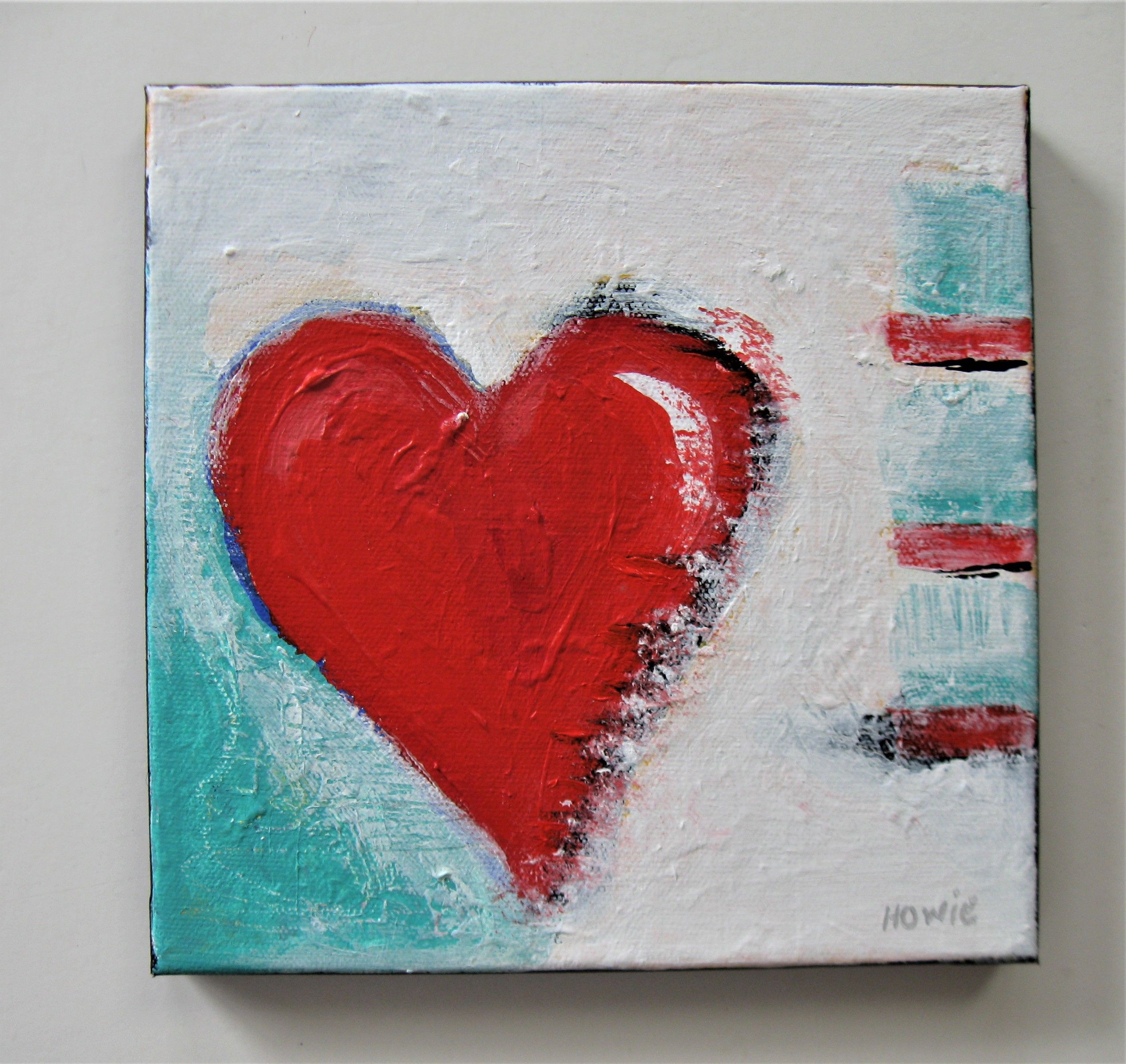 Buy Hand Crafted Original Acrylic Red Heart Painting Canvas, 8 X 8, made  to order from Brooke Howie Paintings