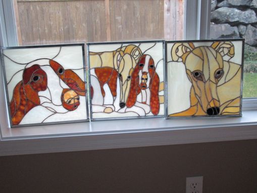 Custom Made Stained Glass Rendition Of Customers Dogs