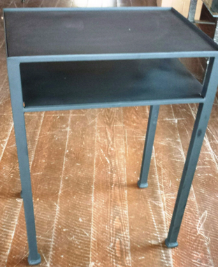 Custom Made Handcrafted Iron Rectangular Metal Side Table With Shelf Below