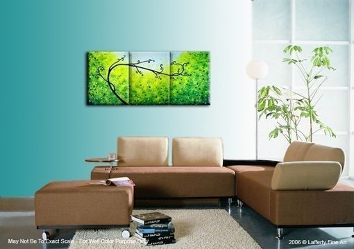 Custom Made Abstract Green Tree, Original Palette Knife Landscape Painting By Dan Lafferty - 24 X 54