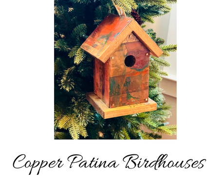 Custom Made Copper Patina Bird Houses