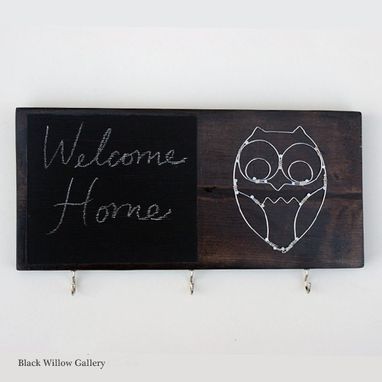 Custom Made Wired Owl Espresso Wood Key Rack