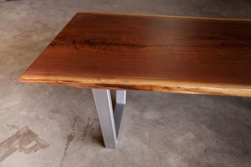 Custom Made Live Edge Walnut Coffee Table With Powder Coated Steel Base