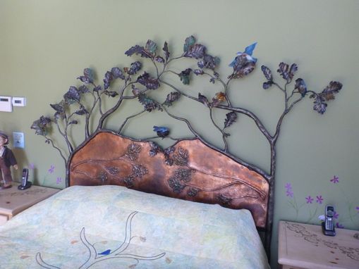 Custom Made Bed With Oak Tree And Blue Birds