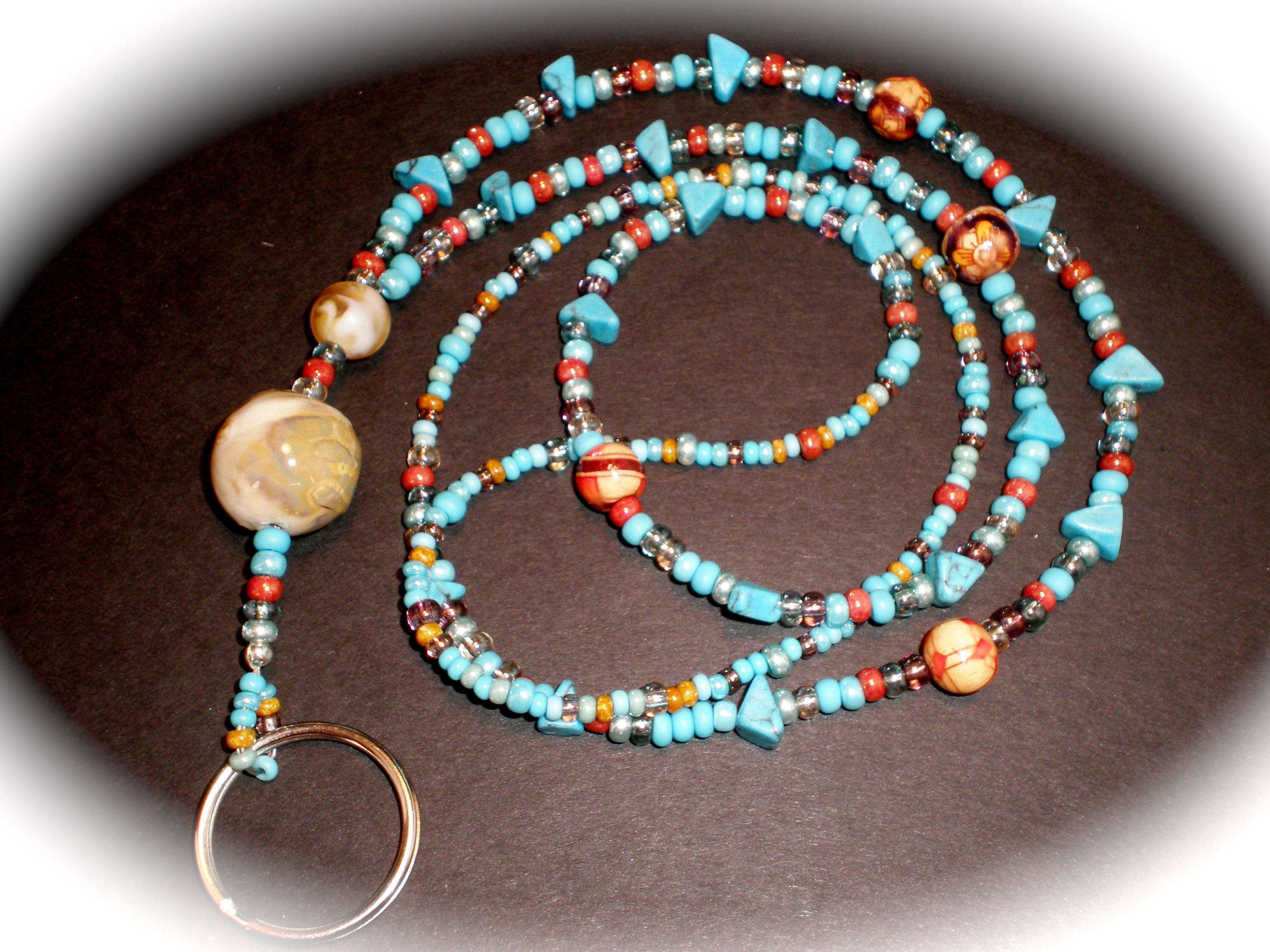 Hand Crafted Custom Turquoise Beaded Lanyard by Kindred Souls ...