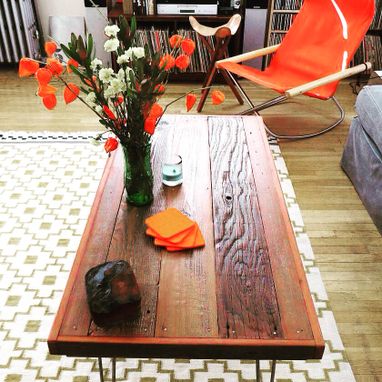 Custom Made Reclaimed Wood Coffee Table With Hairpin Legs