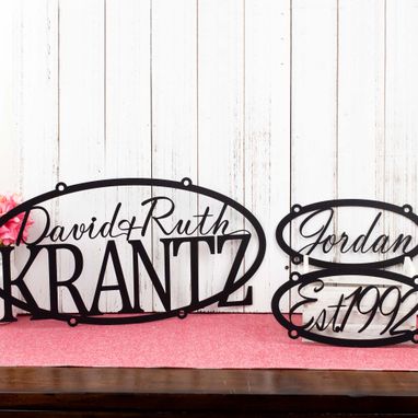 Custom Made Custom Metal Family Name Sign Established, Laser Cut Steel, Outdoor Oval Metal Wall Art, Family Gift