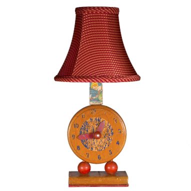 Custom Made Vintage Wood Nursery Clockface Lamp