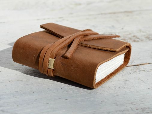 Custom Made Handmade Leather Bound Journal Mini Brass Diary Pocket Watercolor Art Notebook