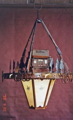 Custom Made Outlaw Chandelier, Fabricated Metal Sculpture