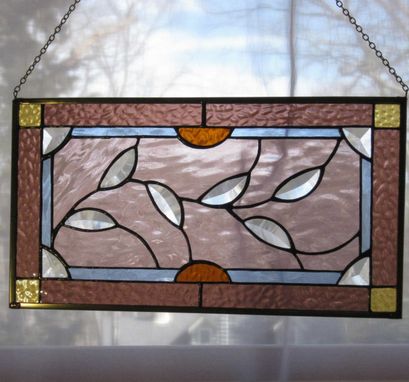 Custom Made Deco Leaves Rose Glass Window Panel