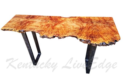 Custom Made Sofa Table- Live Edge- Industrial Table- Console Table- Desk- Natural Wood- Modern- Big Leaf Burl