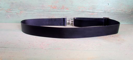 Custom Made Custom Black Leather Belt Adjustable With Silver Tone Hardware