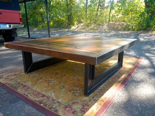 Custom Made Reclaimed Wood And Welded Steel Coffee Table