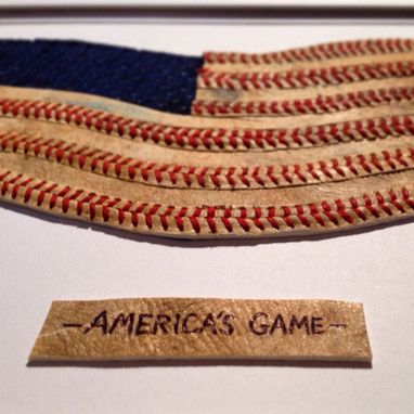 Custom Made Baseball American Flag Artwork - Made From Actual Used Baseballs