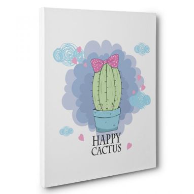 Custom Made Happy Cactus Canvas Wall Art