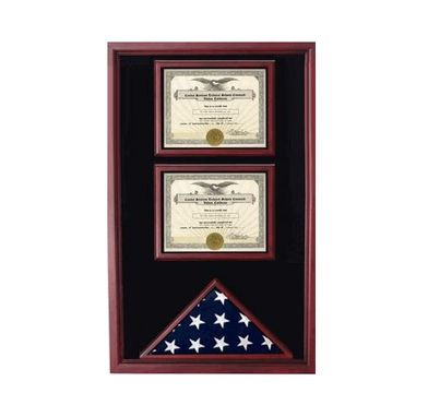 Custom Made 2 Certificates Flag Display Case