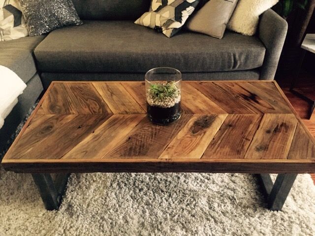 Custom Made Reclaimed Wood Chevron Coffee Table With Tubular Custom Made Reclaimed Wood Chevron Coffee Table With Tubular Steel Legs To Order From Urban Mining Company Custommade