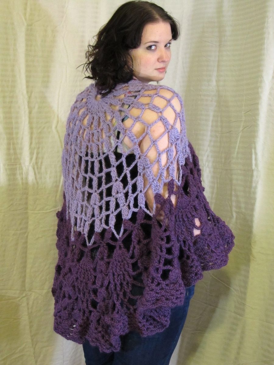 Hand Crafted Cape, Shawl, Crochet Lace, Purple by Rocks, Maps and ...