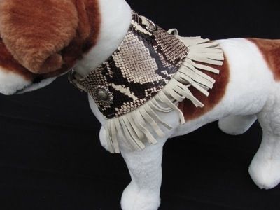 Custom Made "Python" Trimmed Leather And Suede Dog Clothes