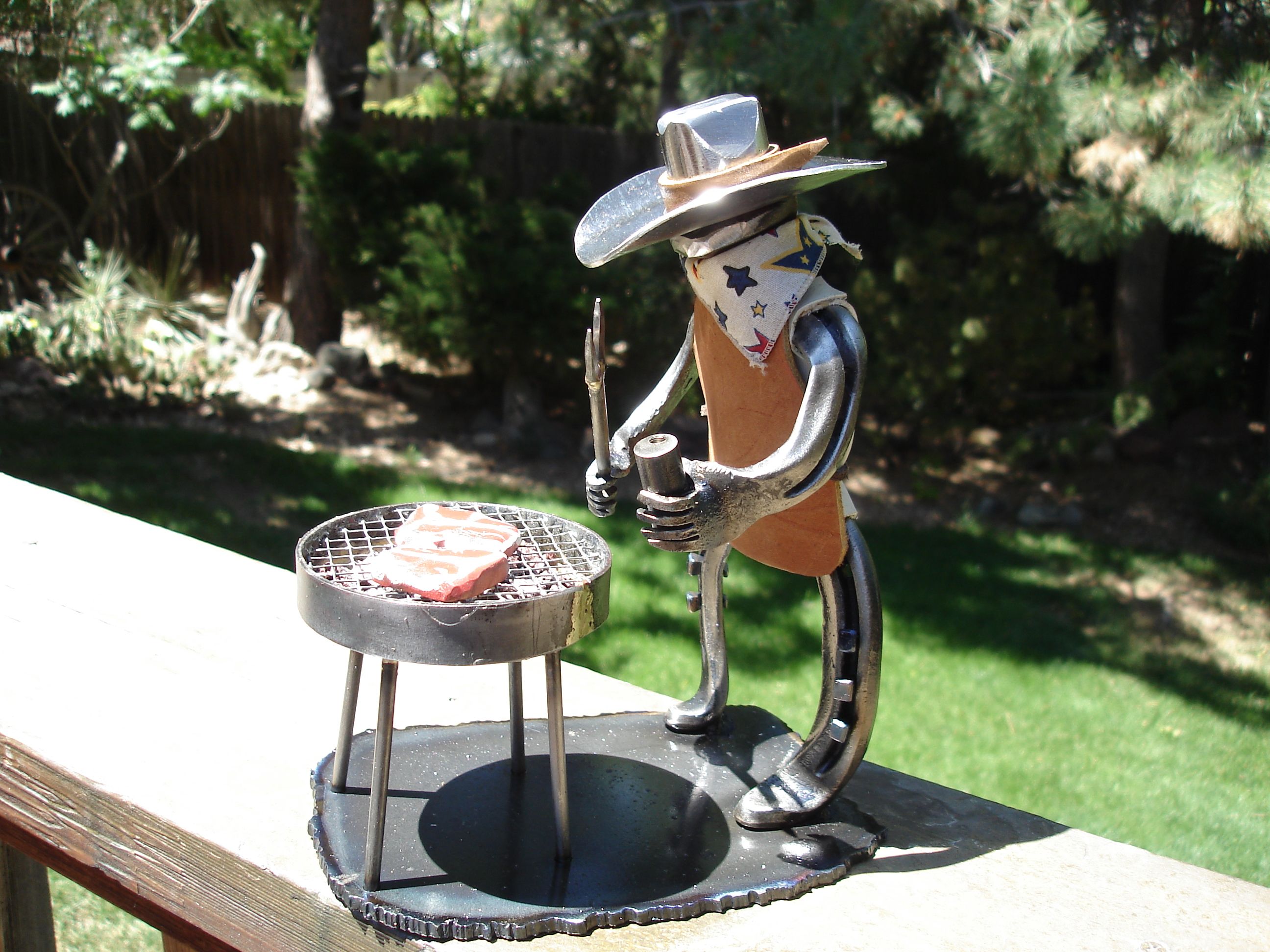 Buy Custom Made Cowboy Sculpture Griller, made to order from David 