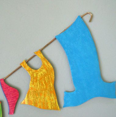 Custom Made Clothesline Wall Art - Sale - Laundry Room Decor Recycled Metal Wall Sculpture 7 X 20