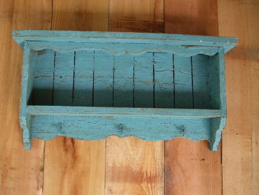 Buy a Hand Crafted Turquoise Blue Wall Shelf, Distressed ...