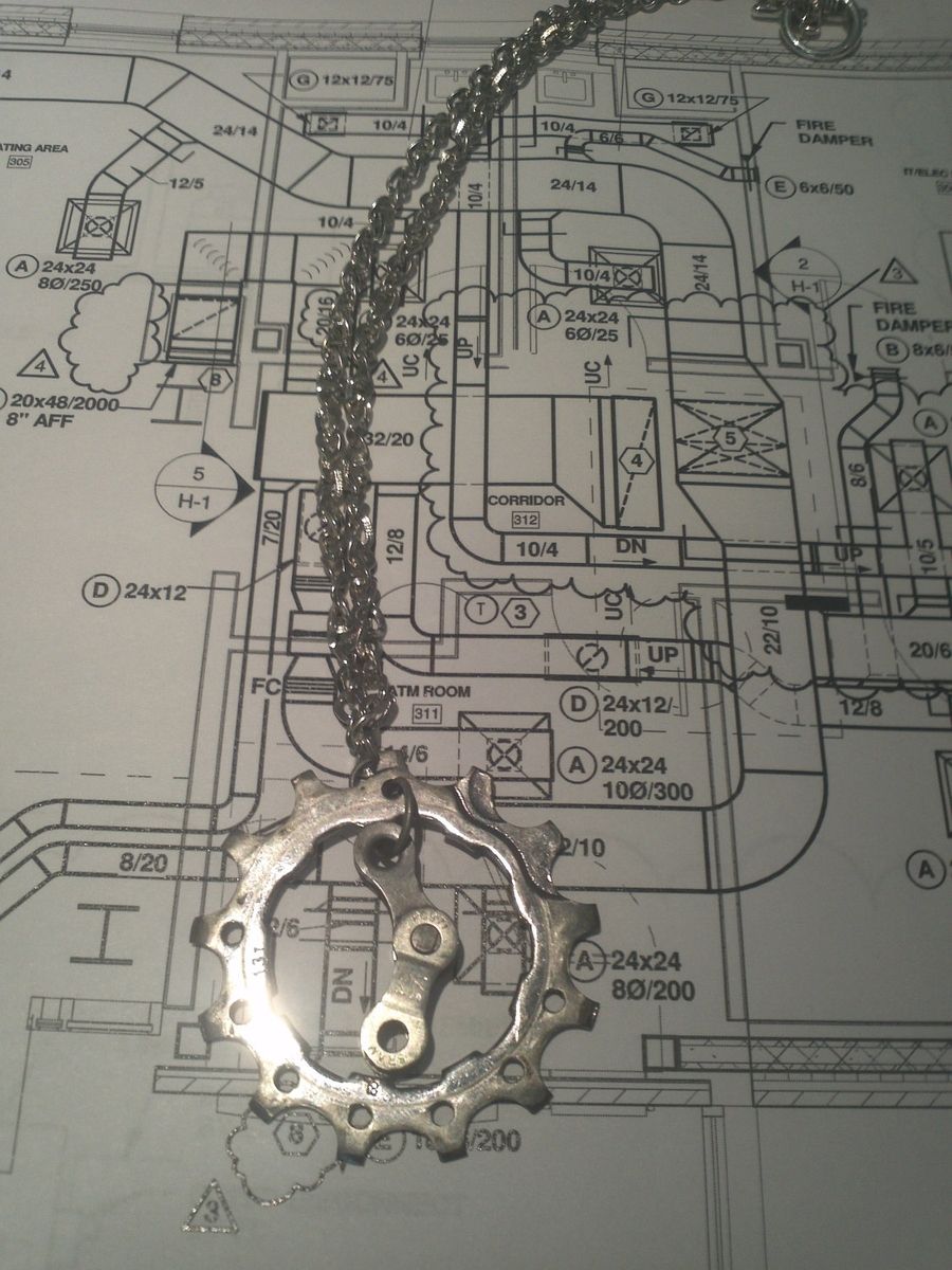 Hand Made Unisex Bicycle Cog And Chain Necklace Reclaimed Bicycle