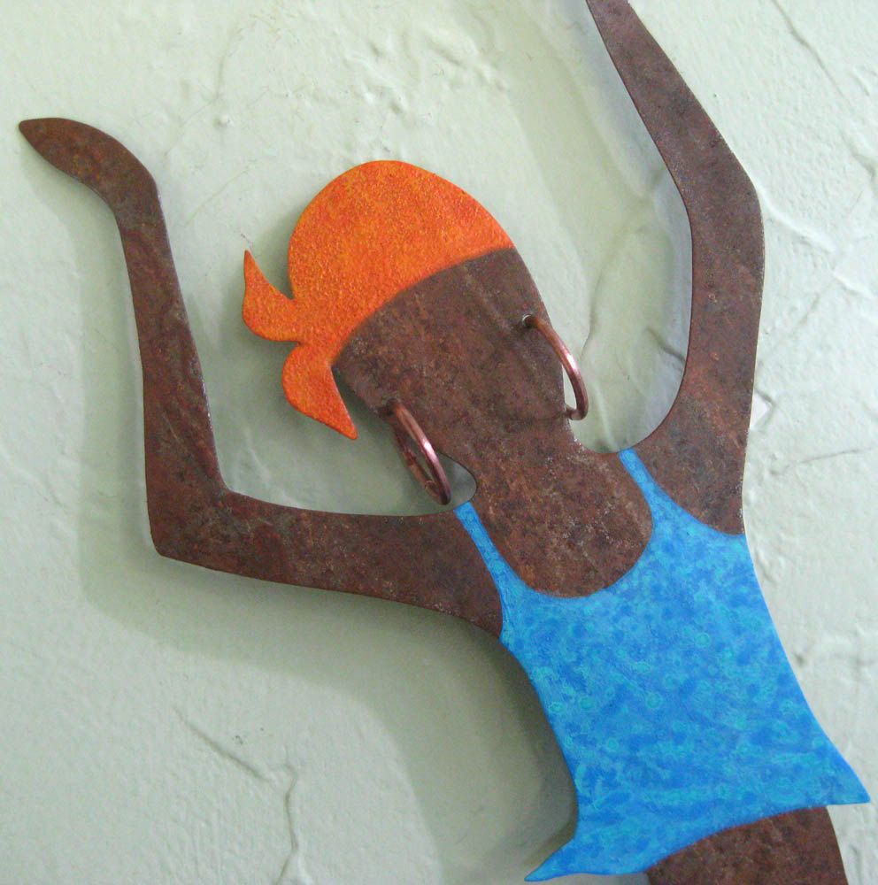 Hand Crafted Metal Art Wall Sculpture Caribbean Dancer Wall Hanging