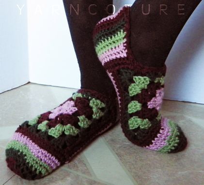 Custom Made Crocheted Granny Square Slippers - Luxuriously Soft - Gift For Her - Ready To Ship - Size S-M