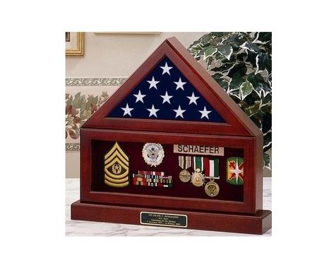 Custom Made Flag Display Case , Flag Medal And Base