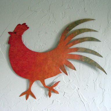 Custom Made Handmade Upcycled Metal Rooster Wall Art Sculpture