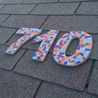 Custom Made Large Custom Mosaic House Numbers, Modern Outdoor Numbers In Stained Glass