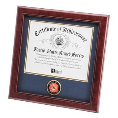 Custom Made U.S. Marine Corps Medallion Certificate Frame