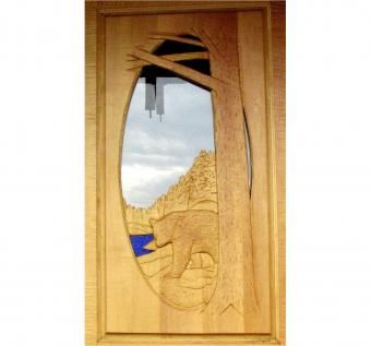 Custom Made Curly Maple Hand Carved Door