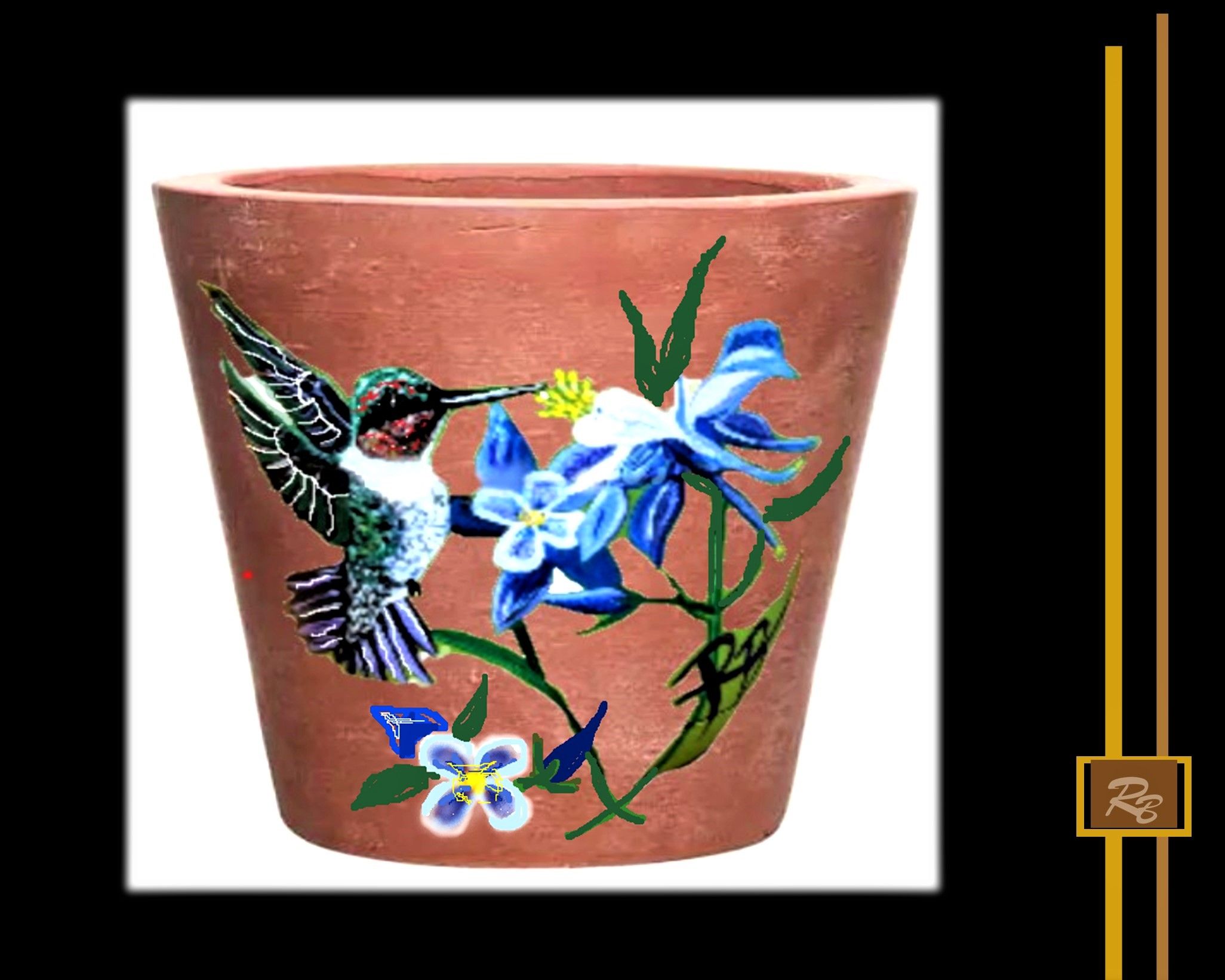Handmade Flower Pots, Custom, Hand Painted, Eighth Anniversary, Pottery