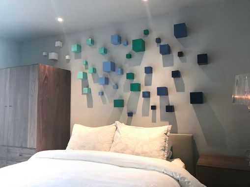 Custom Made C3: Cumulus Cube Cloud | Modern 3d Wall Sculpture Installation