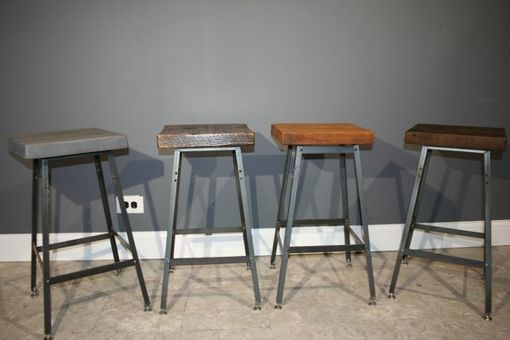 Custom Made Bar Stools - Urban Reclaimed Wood Industrial Modern Bar Stool-Hademade Salvaged Barn Wood