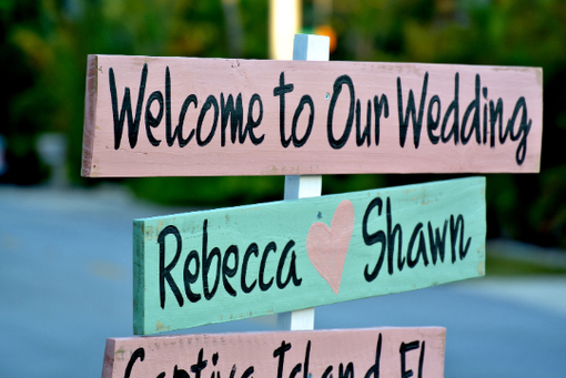 Custom Made Welcome Wedding Sign. Wooden Beach Wedding Directional Sign.