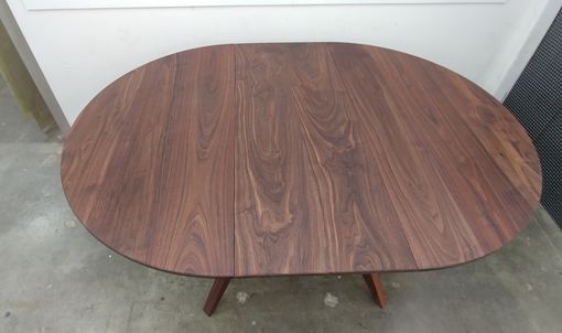 Custom Made Expandable 48 Inch Diameter Solid Walnut Table W/ 18-Inch Leaf