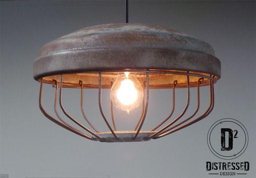 Custom Made Repurposed Chicken Feeder Pendant Light, Edison Bulb Included