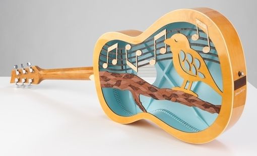 Custom Made Laser Cutting Acoustic Guitar For Charity Project