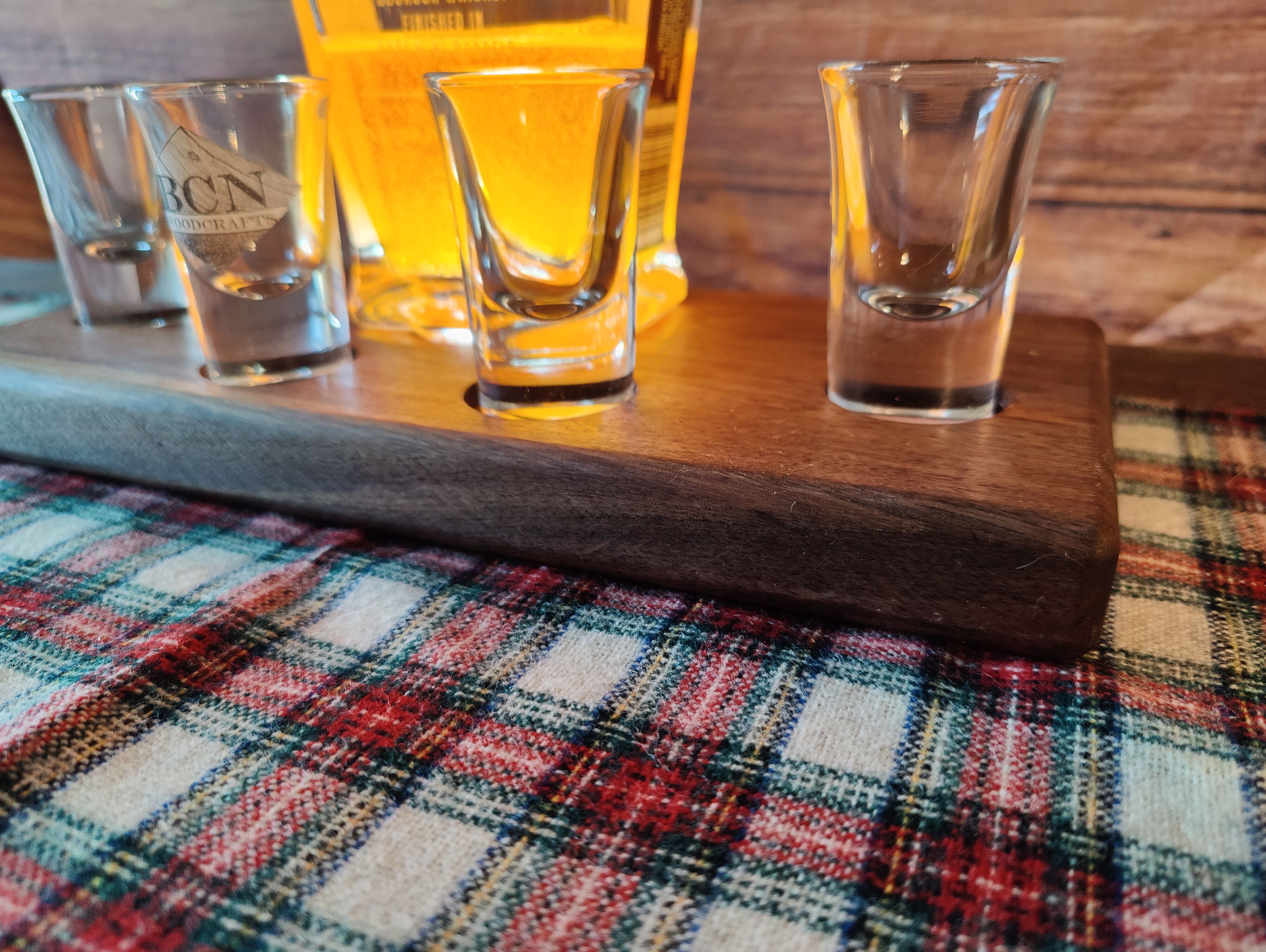 Custom Whiskey Tasting Flight Set For Shot Glasses Solid Black Walnut