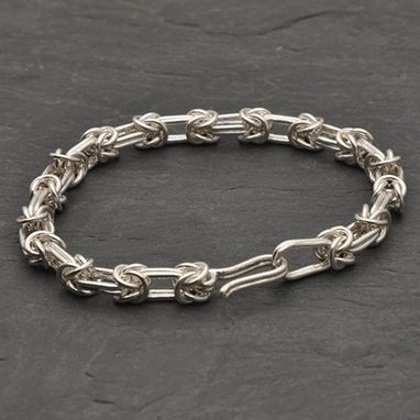 Custom Made Sterling And Fine Silver Byzantine Chain Bracelet