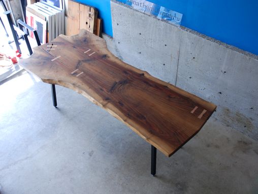 Custom Made Ship Ready Now -- Walnut Slab Dining Table With Maple Butterfly Joints