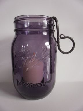 Custom Made Mason Jar With Hand Forged Candle Votive